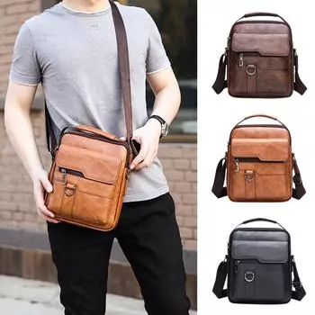 Мужская сумка через плечо, популярная сумка через плечо в стиле ретро, новая версия висящей на плече повседневной трендовой портативной сумки One Size чёрный