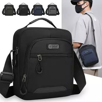 Мужская сумка через плечо, повседневная мужская сумка, водонепроницаемая, многофункциональная, сумка через плечо для активного отдыха чёрный