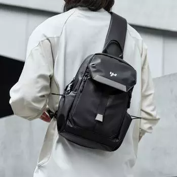 Мужская сумка через плечо, повседневная сумка на грудь, мужской велосипедный спортивный рюкзак на одно плечо, диагональная сумка для поездок на работу и дальние расстояния чёрный