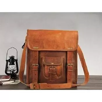 Мужская сумка через плечо ручной работы из натуральной кожи в деревенском стиле, маленькое через плечо 11 x 9 x 5 in коричневый