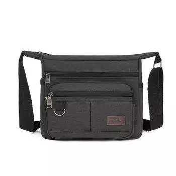 Мужская сумка через плечо с несколькими отделениями, вместительная сумка-мессенджер чёрный