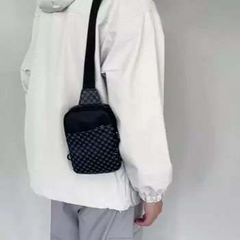 Мужская сумка через плечо с принтом, женская сумка на груди серый