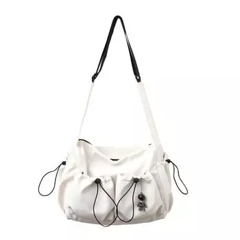 Мужская сумка через плечо с завязкой на шнурке, вместительная, надежная, с застежкой-молнией One Size белый