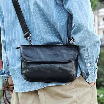 Мужская сумка через плечо Street Trend, кожаная сумка, мужская сумка через плечо из коровьей кожи, повседневная сумка через плечо из натуральной кожи, черная мужская сумка кофейный