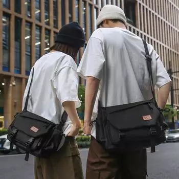 Мужская сумка через плечо, студенческая сумка через плечо, женская винтажная сумка-мессенджер Small чёрный