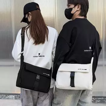 Мужская сумка через плечо, студенческая сумка через плечо, женская сумка-мессенджер большой вместимости чёрный