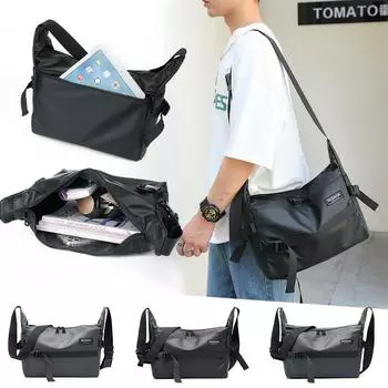 Мужская сумка через плечо Сумка-мессенджер большой вместимости чёрный