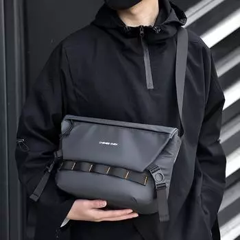 Мужская сумка через плечо, уличная сумка большой вместимости, многосекционная, устойчивая к брызгам, повседневная сумка-мессенджер, многофункциональная He is a size 13. серый