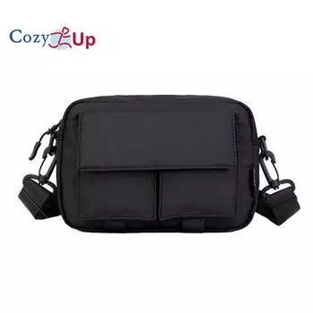 Мужская сумка через плечо, универсальная сумка с крышкой, сумка на плечо, женский повседневный рюкзак из ткани Оксфорд 14x21.5x6cm чёрный