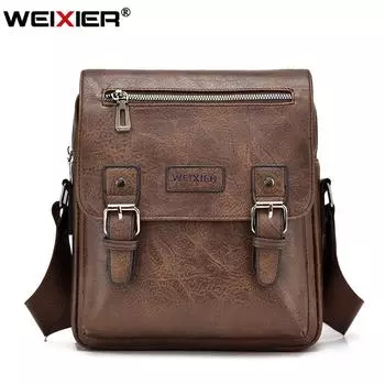 Мужская сумка через плечо WEIXIER – премиальная сумка через плечо с большой вместимостью, стильный и повседневный рюкзак для мужчин кофейный