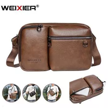 Мужская сумка через плечо WEXLER - вместительная сумка-мессенджер из искусственной кожи, стильная и повседневная сумка через плечо для повседневного использования чёрный