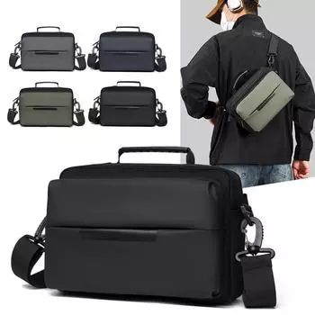 Мужская сумка через плечо, водонепроницаемая сумка через плечо, деловая сумка на грудь, однотонная сумка чёрный