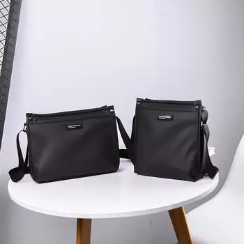 Мужская сумка через плечо, водоотталкивающая многослойная, большая вместительная деловая сумка Horizontal style чёрный