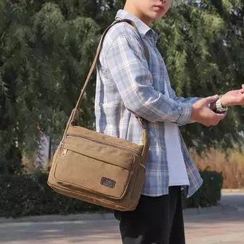 Мужская сумка через плечо Yousheng с регулируемым ремнем, большая вместительная многослойная застежка-молния, внутренние карманы, уличная мужская сумка через плечо