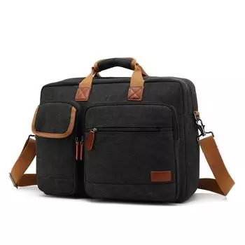 Мужская сумка Cool Bell Canvas Bag Многофункциональная сумка через плечо и сумка-мессенджер 17,3-дюймовая сумка для ноутбука Большая вместительная повседневная дорожная сумка CB-5002 17.3 inch чёрный