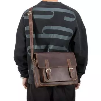 Мужская сумка Деловая Ретро Горизонтальная Одноплечевая сумка Натуральная кожа Мужская сумка Мужская сумка через плечо кофейный