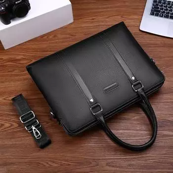 Мужская сумка, деловая сумка через плечо, мужская сумка-тоут для компьютера, горизонтальная сумка-портфель с двойной молнией, сумка через плечо One Size чёрный