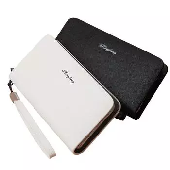 Мужская сумка для денег, длинная стильная Высококачественная винтажная визитница, мужской кошелек с двойной молнией, большой вместительный кошелек из искусственной кожи, карман чёрный