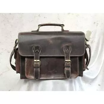 Мужская сумка для фотоаппарата из натуральной кожи, винтажная сумка через плечо для зеркальной камеры Canon Nikon коричневый