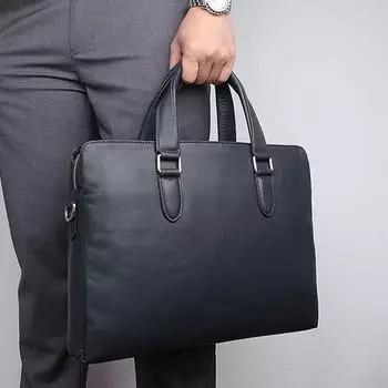 Мужская сумка для компьютера 14 дюймов из натуральной кожи, деловой портфель высокого класса 7410 синий