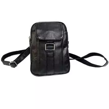 Мужская сумка для мобильного телефона из натуральной кожи, поясная сумка, многофункциональная сумка через плечо, черная сумка из коровьей кожи с двойной молнией чёрный