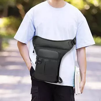 Мужская сумка для ног, мужская поясная сумка с несколькими карманами, сумка на бедро и плечо для прогулок чёрный