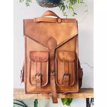 Мужская сумка для ноутбука из натуральной козьей кожи, рюкзак-мессенджер 15 x 11 x 4 in коричневый