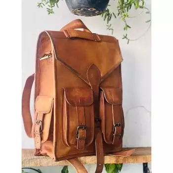 Мужская сумка для ноутбука из натуральной козьей кожи, рюкзак-мессенджер 15 x 11 x 4 in коричневый