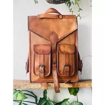 Мужская сумка для ноутбука из натуральной козьей кожи, рюкзак-мессенджер 15 x 11 x 4 in коричневый