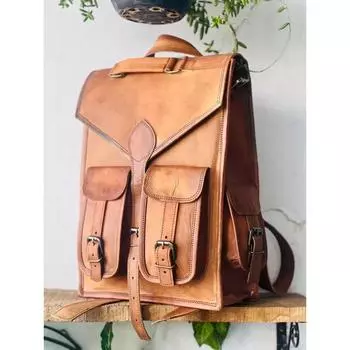 Мужская сумка для ноутбука из натуральной козьей кожи, рюкзак-мессенджер 15 x 11 x 4 in коричневый