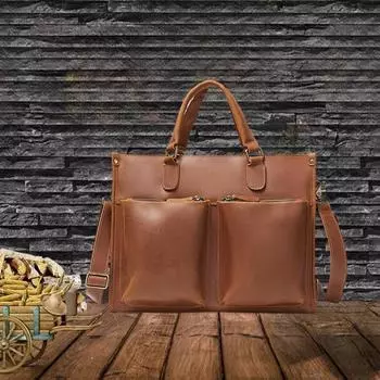 Мужская сумка для ноутбука из натуральной кожи Crazy Leather Business Commuting Fashion на одно плечо через плечо One Size коричневый