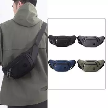 Мужская сумка для отдыха на открытом воздухе с несколькими карманами, нагрудная сумка через плечо, мобильный кошелек для монет чёрный
