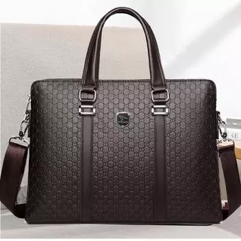 Мужская сумка для переноски большой емкости, многофункциональный портфель, мужской деловой кожаный повседневный портфель через плечо чёрный