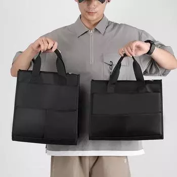 Мужская сумка для поездок на работу, сумка для компьютера с несколькими отделениями, деловая мужская сумка, легкая водоотталкивающая нейлоновая сумка Vertical Style чёрный
