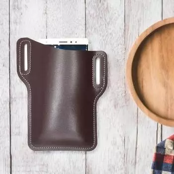 Мужская сумка для телефона, износостойкая винтажная искусственная кожа, ретро, портативная поясная сумка для L коричневый