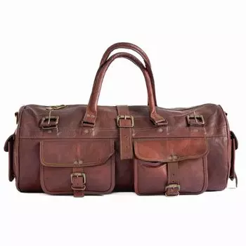 Мужская сумка Duffel из натуральной кожи, винтажная сумка для путешествий, спортзала, выходного дня, ночная сумка 26 X 10 X 10 in коричневый
