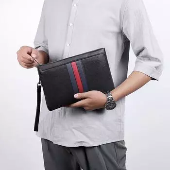 Мужская сумка Grab Bag из натуральной кожи, повседневная сумка Grab Bag из коровьей кожи, деловая сумка-конверт, защита от кражи и выемки чёрный