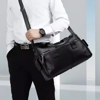 Мужская сумка из натуральной кожи, большая вместимость, модная повседневная сумка, деловая дорожная мужская сумка из коровьей кожи с бантом сверху