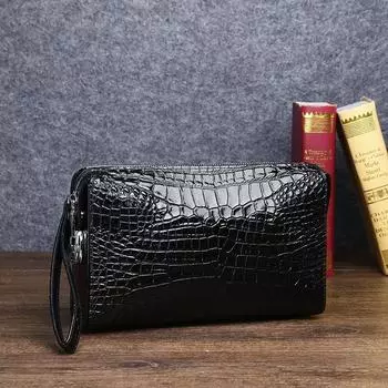 Мужская сумка из натуральной кожи большой емкости с рисунком под крокодила, мужской портфель из натуральной коровьей кожи, модный