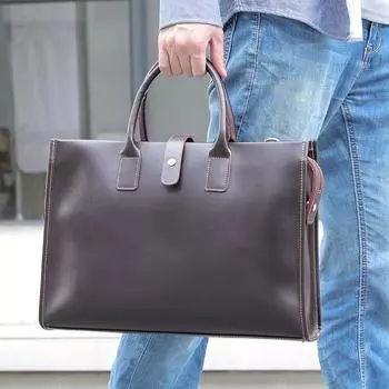 Мужская сумка из натуральной кожи, деловая, компьютерная, из коровьей кожи, официальная, сумка для документов, портфель, сумка через плечо One Size кофейный