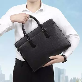 Мужская сумка из натуральной кожи, деловая, модная, противоугонная, с кодовым замком, мужская сумка, мужской портфель Premium Sense чёрный