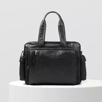 Мужская сумка из натуральной кожи, повседневная сумка-тоут, модная дорожная сумка для деловых поездок, мужская сумка чёрный