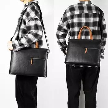 Мужская сумка из натуральной кожи, простая повседневная компьютерная сумка с принтом личи, модная компьютерная сумка чёрный