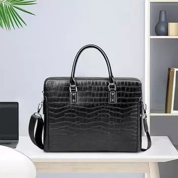 Мужская сумка из натуральной кожи, простой деловой мужской портфель, большая вместимость, верхний слой из коровьей кожи, сумка для компьютера, все подходящие мужские сумки чёрный