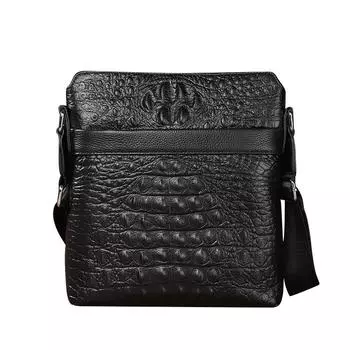Мужская сумка из натуральной кожи с крокодиловым узором, новая модная вертикальная корейская версия, деловая повседневная мужская сумка, сумка через плечо, рюкзак чёрный