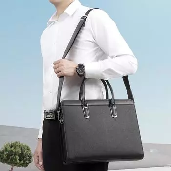 Мужская сумка из натуральной кожи с защитой от кражи и паролем, деловая мужская сумка из коровьей кожи, сумка для компьютера, портфель большой вместимости, сумка через плечо чёрный