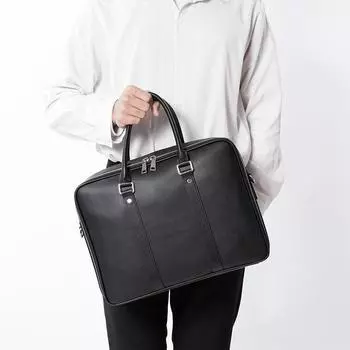 Мужская сумка из натуральной кожи с двойной молнией, модная сумка из коровьей кожи, деловой портфель с верхним слоем из коровьей кожи, сумка через плечо чёрный