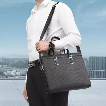 Мужская сумка из натуральной кожи с защитой от кражи, запирающаяся на пароль, деловая мужская сумка с верхним слоем, модный портфель из коровьей кожи большой емкости чёрный