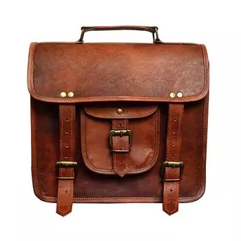 Мужская сумка из натуральной винтажной кожи, сумка-мессенджер, мужской портфель для ноутбука, сумка 11 x 9 x 4 in коричневый