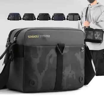 Мужская сумка, износостойкая, легкая, нейлоновая, маленькая, многослойная, деловая, через плечо, сумка Solid Color серый